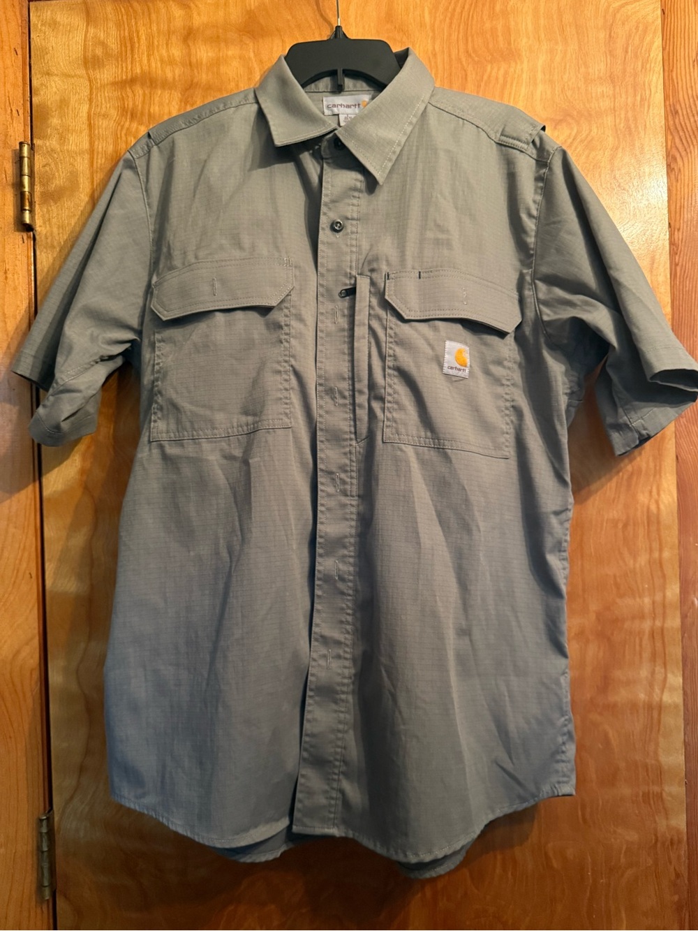 Carhartt Men's Short Sleeve Work Shirt - Gray Size Large. Pockets!